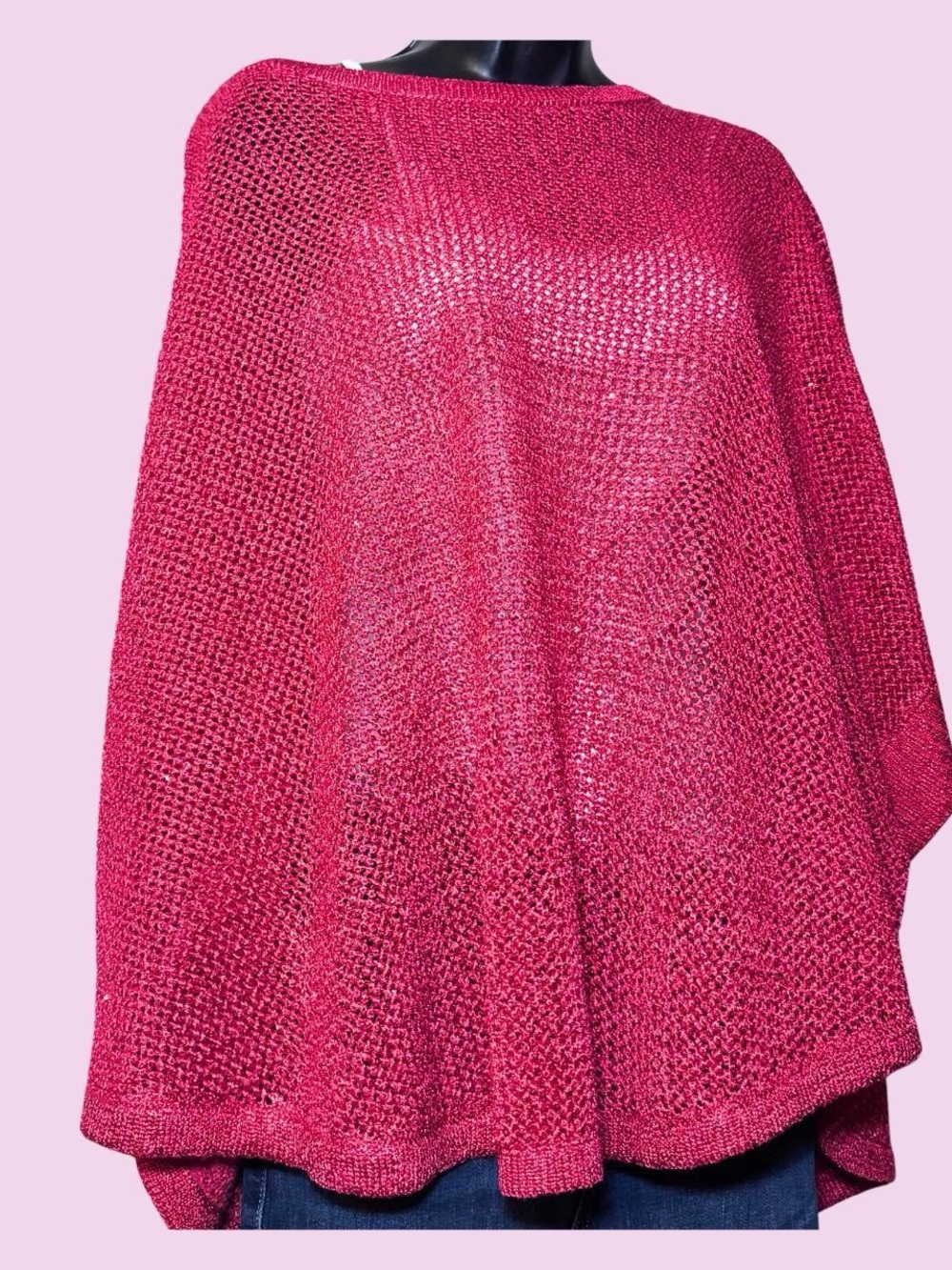 Vintage Y2K {NWT} ~ Chico’s Sparkly Hot Pink Poncho 💘